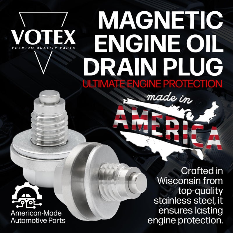 Votex - Made in USA - M12 X 1.75 Magnetic Engine Oil Drain Plug fits Buick, Chevrolet, Cadillac, Ford, GMC, and More - Stainless Steel - Part Number DP002 - Image 2